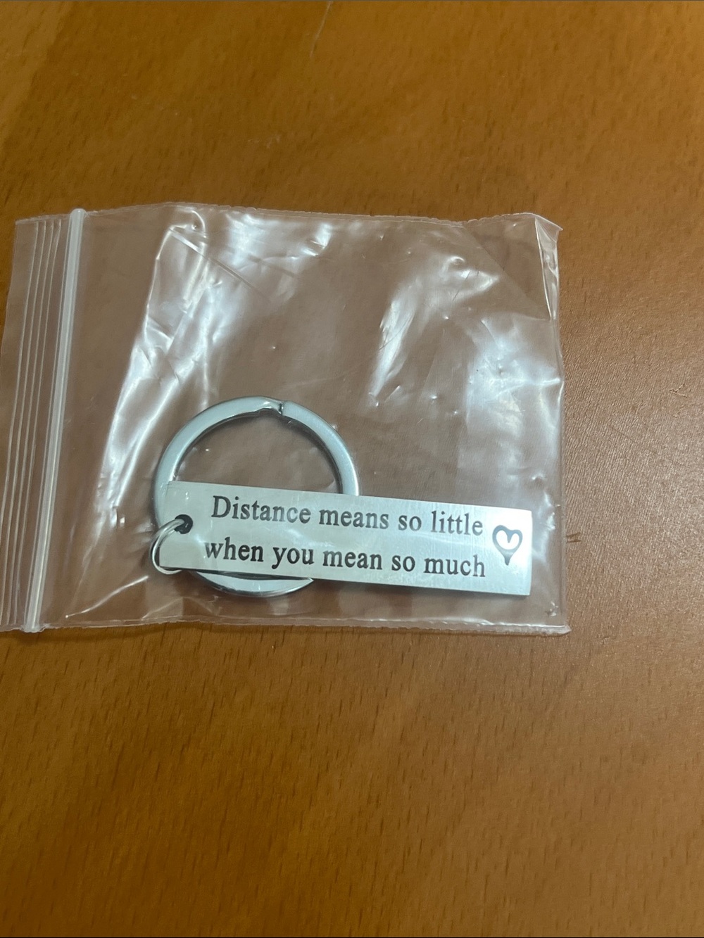 New Engraved Silver Tone 'Distance Means So Little' Keychain